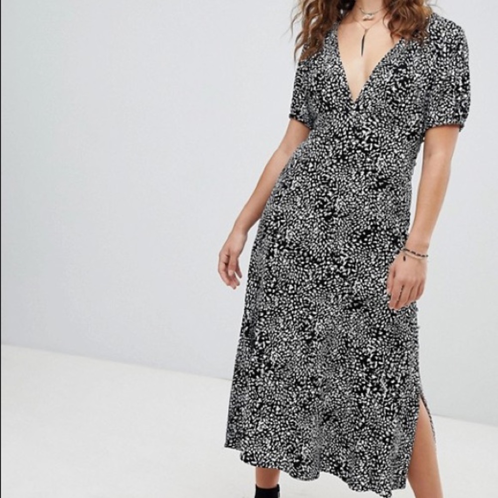 looking for love midi leopard slit dress